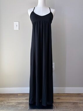 Susana Monaco Black Maxi Slip Dress with Thin Straps